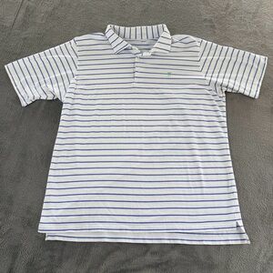 B Draddy USA Blue Striped Pima Cotton Golf Polo Mens L